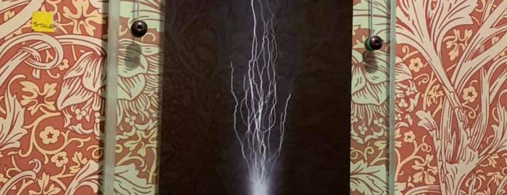 Photo of an electrical spark from William Armstrong's 19th-c. experiments at Cragside house, Morpeth UK