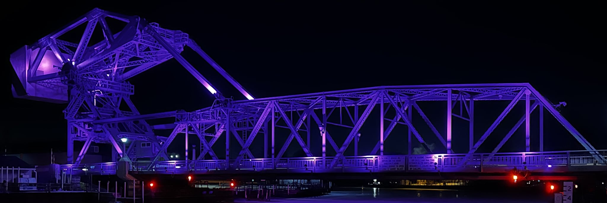 Ashtabula's bascule bridge at night